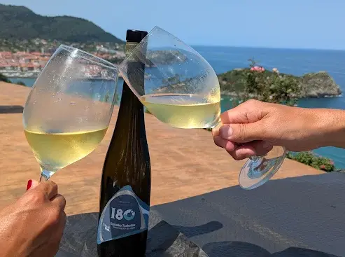 Vino blanco frente a la costa vasca