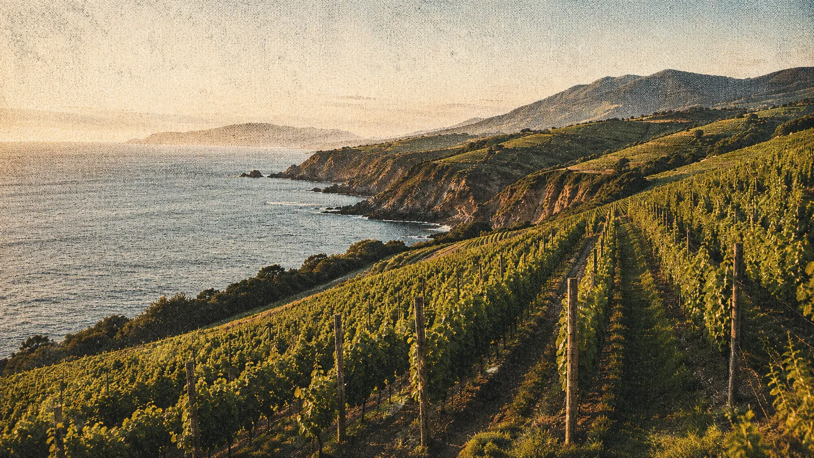 Viñedos atlánticos en ladera junto al mar