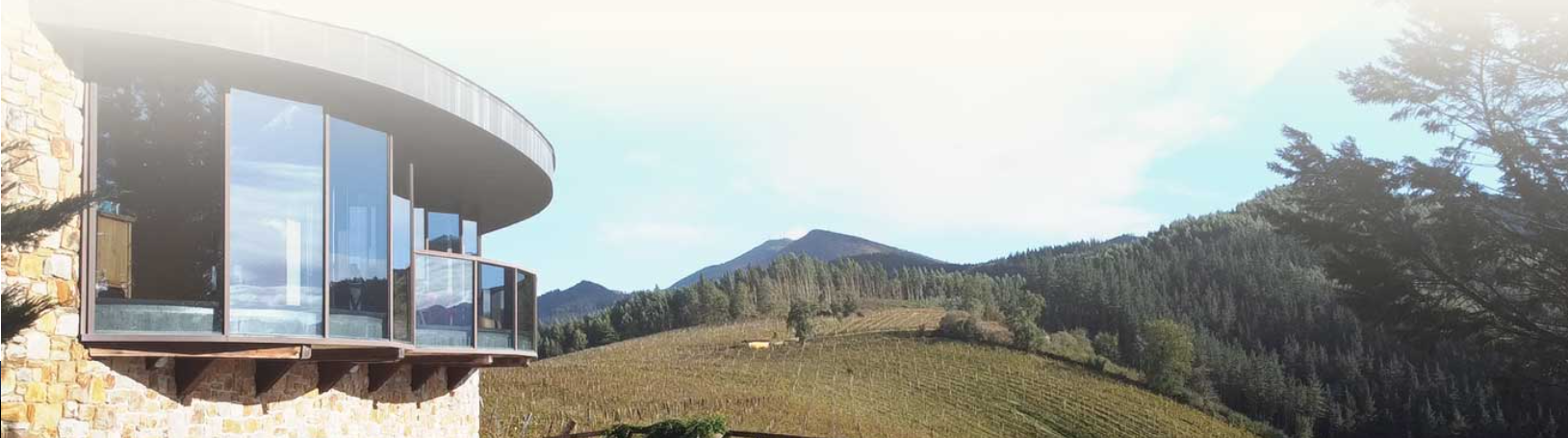 Bodega Berroja integrada en el paisaje de Urdaibai